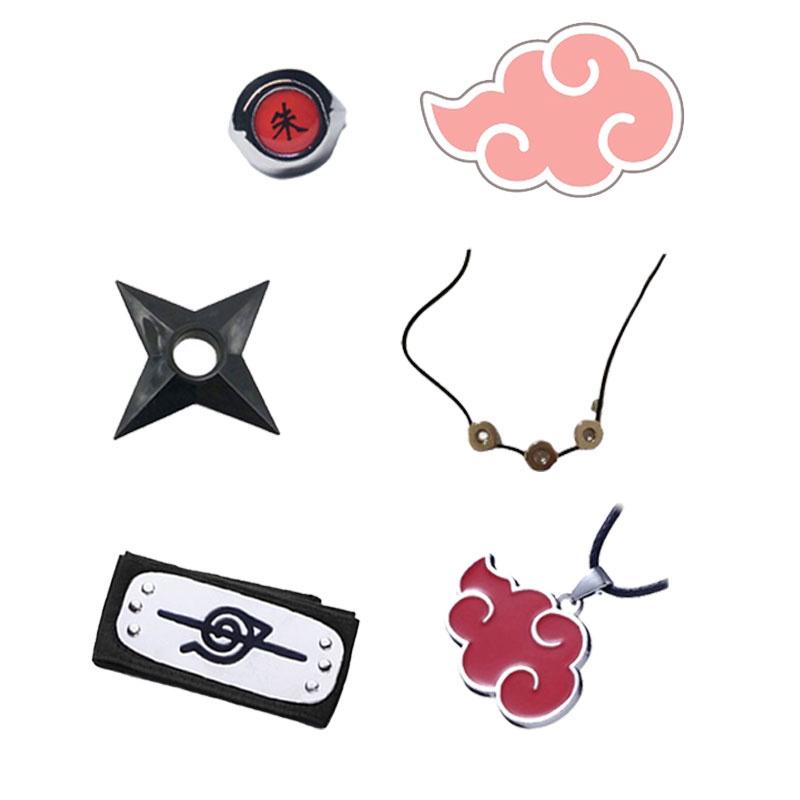 Naruto-inspiriertes Ring- und Halskettenset aus ABS-Kunststoff, Geschenk für Anime-Fans, Charaktere)