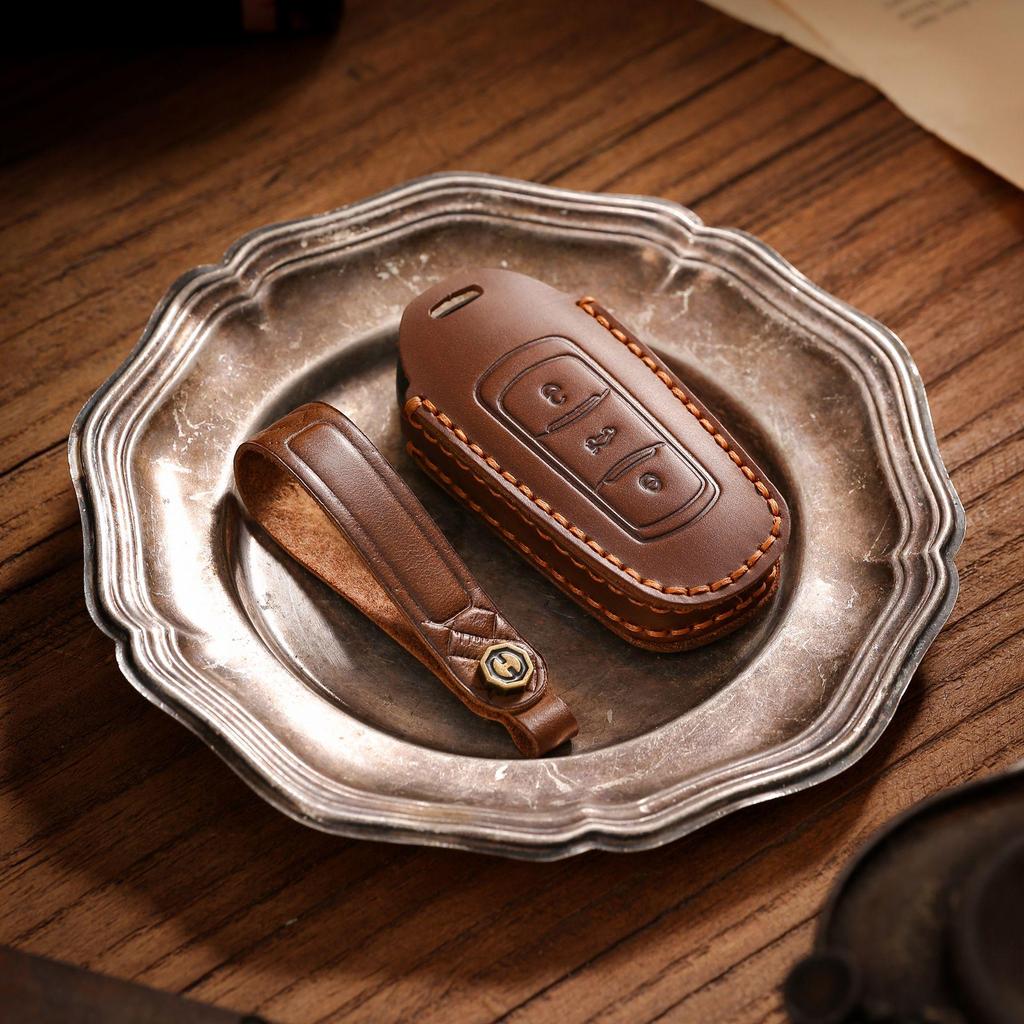 Husă de piele lucrată manual pentru cheile Geely Dihao GS și Global Eagle British Vision