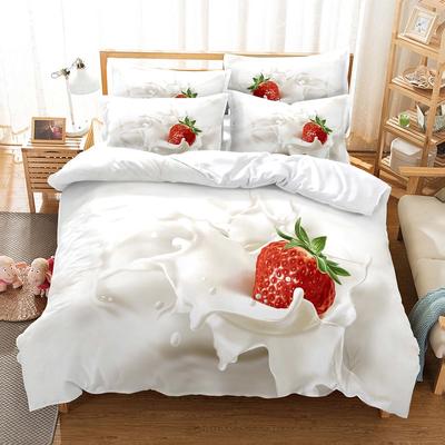 Milch Erdbeere Süße Bettbezug Set Mode Jugend Bettwäsche Set Leinen Queen Size Bettdecke Abdeckung Set Kinder Bettwäsche Set