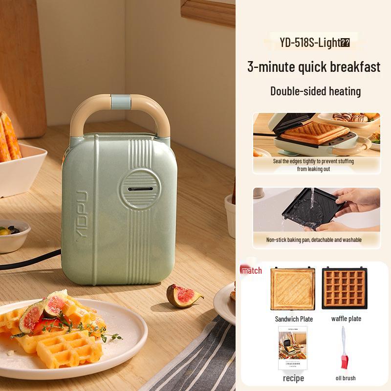 "Yidepu Portable Multi-Functional Breakfast Machine: Non-Stick Bread Maker, Baking Tray, Egg Fryer, and Sandwich Press".