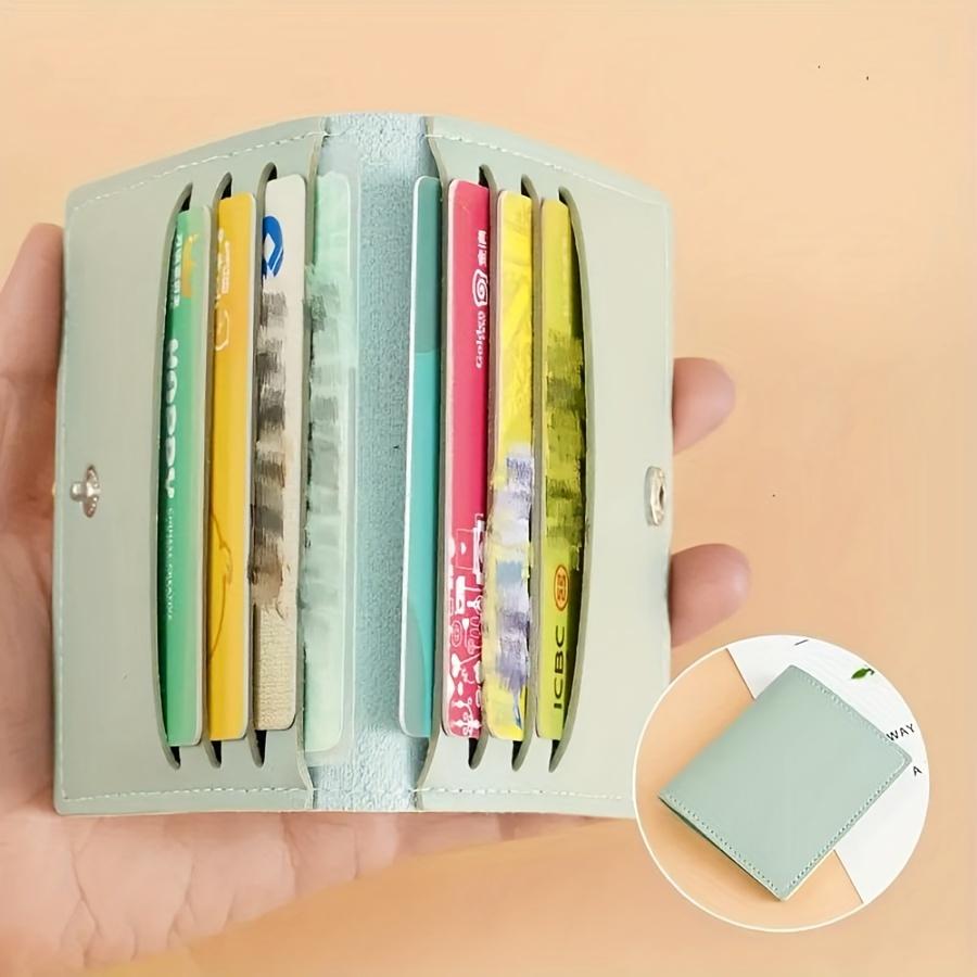 Holder Card Faux 1pc Leather With Snap Closure Slim Card Case For 8 Creditbank Cards Drivers License Faux Leather Lining Minimalist Design