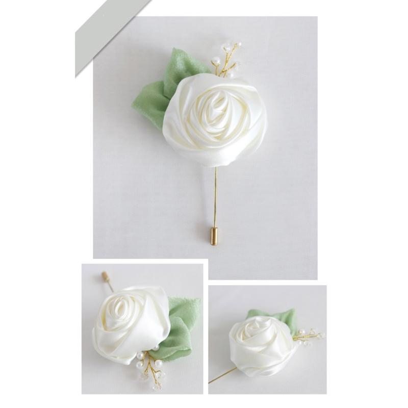 Artificial Rose Flower Set Elegant Silk Rose Boutonniere In Various Color for Wedding Ceremony and Parties