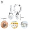 925 Sterling Silver Needle Vintage Heart/Shell Pendant Earrings Round/Square Plate Hoop Earrings for Women Party Fashion Jewelry
