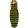 Fashion Women's Loose Casual Summer Striped Print Pocket Sling Sleeveless Dress