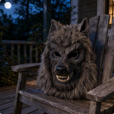 Wolf Head Mask Realistic with Furry for Masquerade