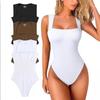 Women's U Neck Sleeveless Tight Bodysuit, European American Style Casual Slim Fit Tops for Summer
