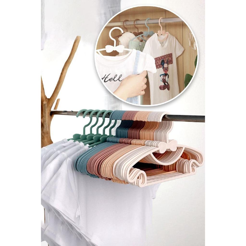 Sweet 12 Pieces Pink Baby Clothes Hanger With Bow Butterfly Baby Kids Clothes Hanger