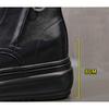 2025 Autumn Early Winter Genuine Leather Shoes Women Ankle Boots Soft Fashion Ladies Height Increasing Shoes 8cm Pure Black