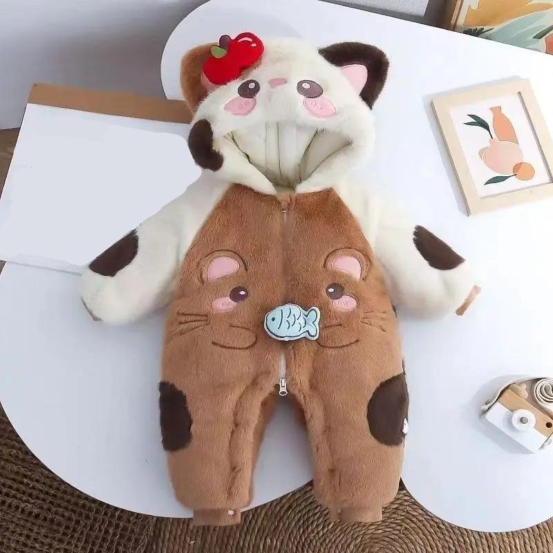 Infant Toddler Autumn Winter Plush Thick Warm Jumpsuit Winter Jacket Baby Cute Outerwear Rompers