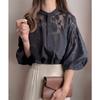 Spring Autumn Winter Long Sleeve Loose Double Sided Bottom Shirt Lace Top Shirt Blouses & Shirts