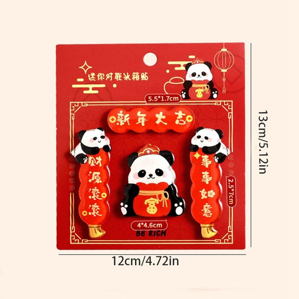 Mahjong New Year Refrigerator Magnet Panda Refrigerator Couplet Sticker  New Year Gift