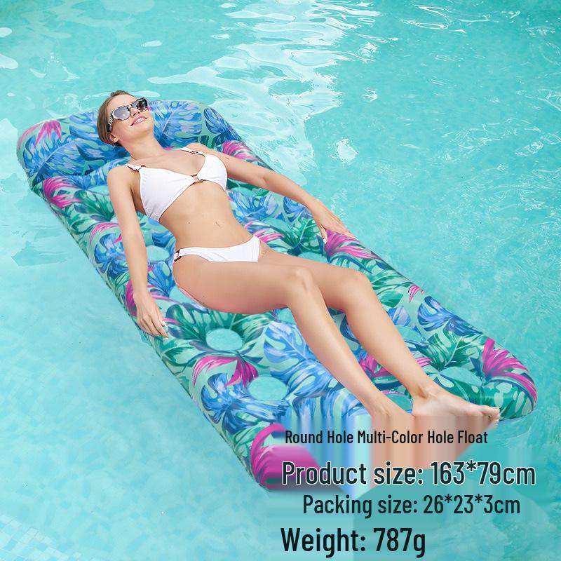 Inflatable PVC Float Recliner: Foldable Striped Swimming Bed