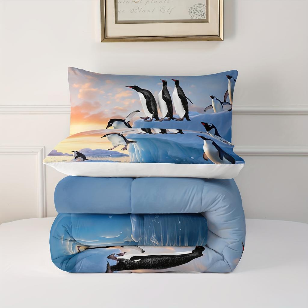 Comforter Penguin Comforter Set - Cute Penguin Design Printed Pattern Quilt Bedding Set 3D Print Gift 1* And 2* S