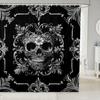 Cute Ghost Kids Shower Curtains,Black Cartoon Cat Happy Halloween Bathroom Curtain For Girls Boys,Rose Flowers Baroque Vintage