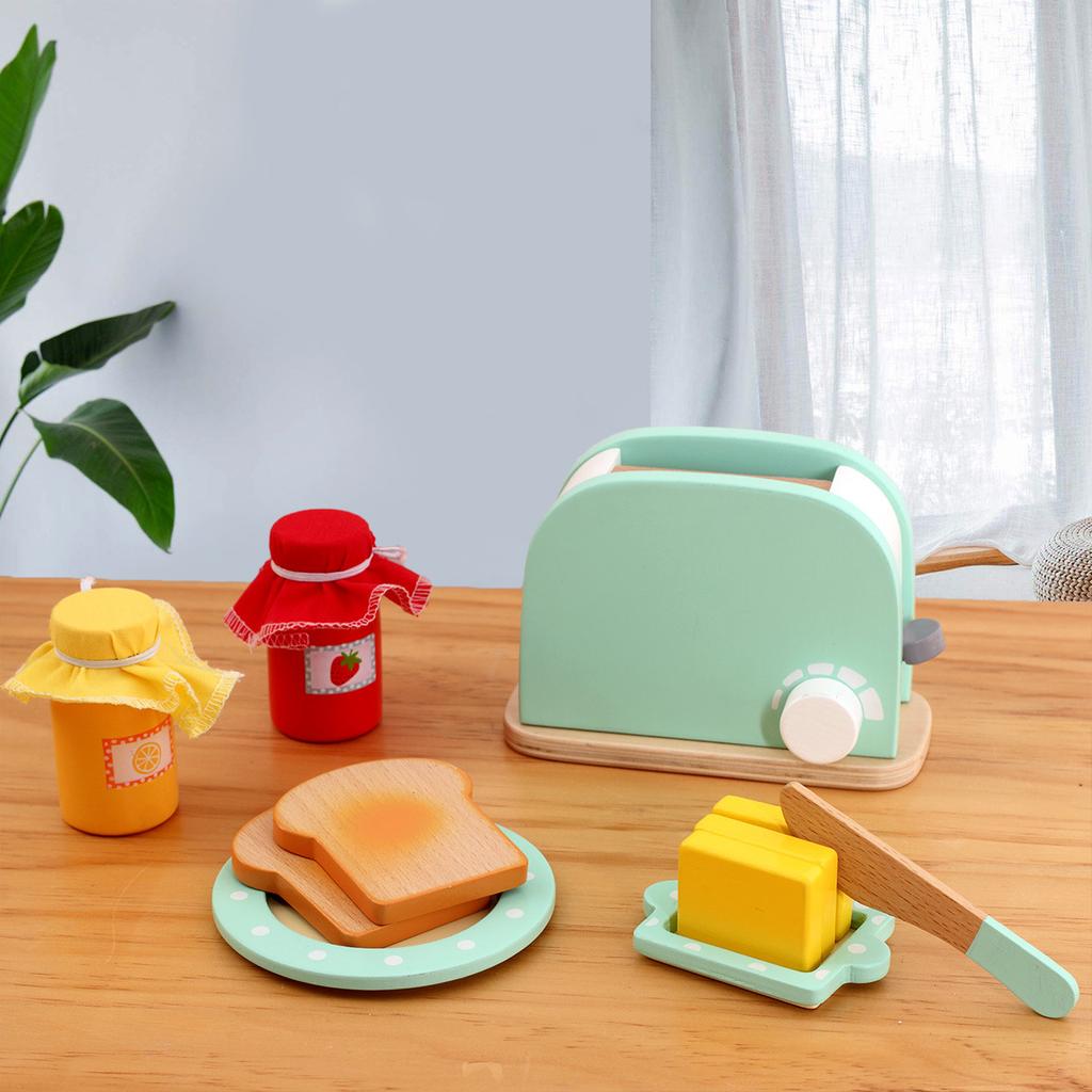 Wooden Kitchen Playset: Coffee Maker, Toaster & Mixer, Montessori Life Skills Toy for Toddlers' Creativity Development
