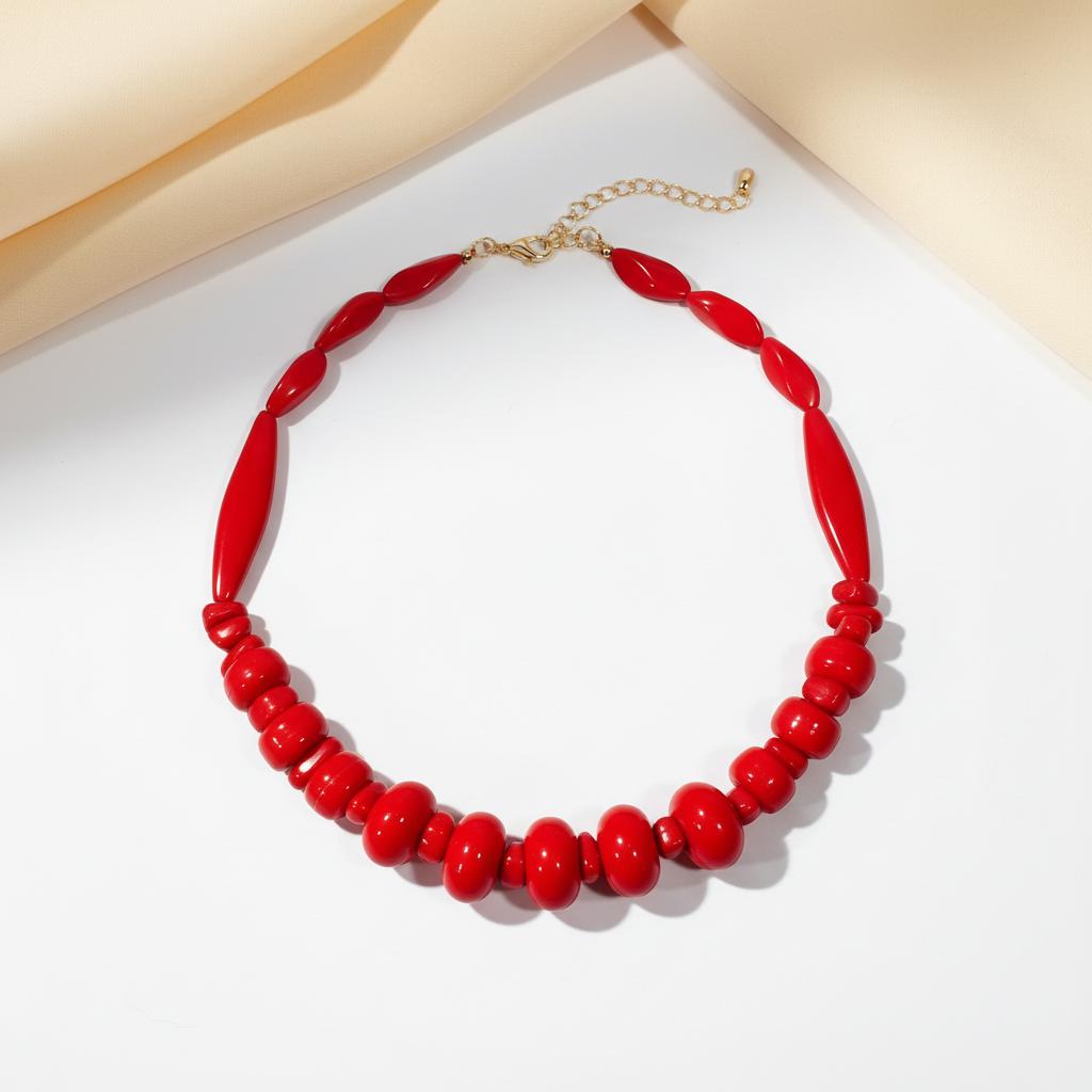 Coral Resin Necklace Multi Layer Design Lightweight Luxury Style For Daily And Special Occasions