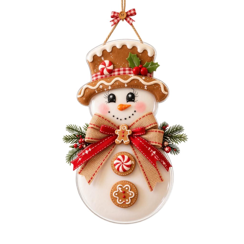 2D Acrylic Hanging Ornament with Snowman, Santa and Designs, Christmas Holiday Door Handle Hanging Decoration for Home