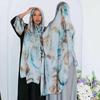 Silk Printed Marble Ethnic Headscarf and Shawl
