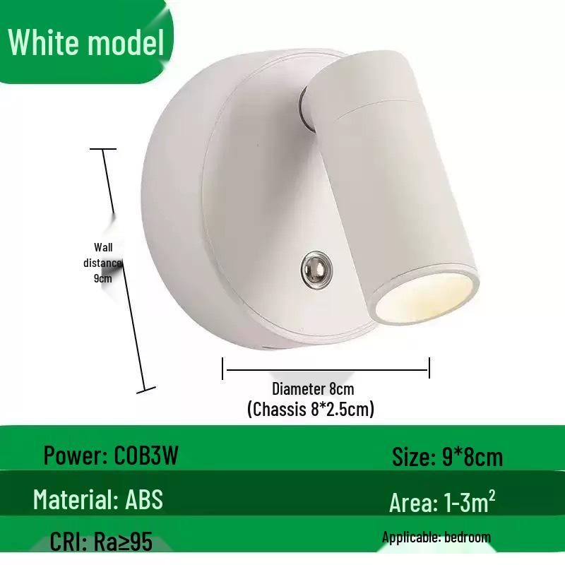 Wireless Magnetic Bedside Wall Lamp with Adjustable Angle, Modern Minimalist Design, Small Spotlight, Night Light.