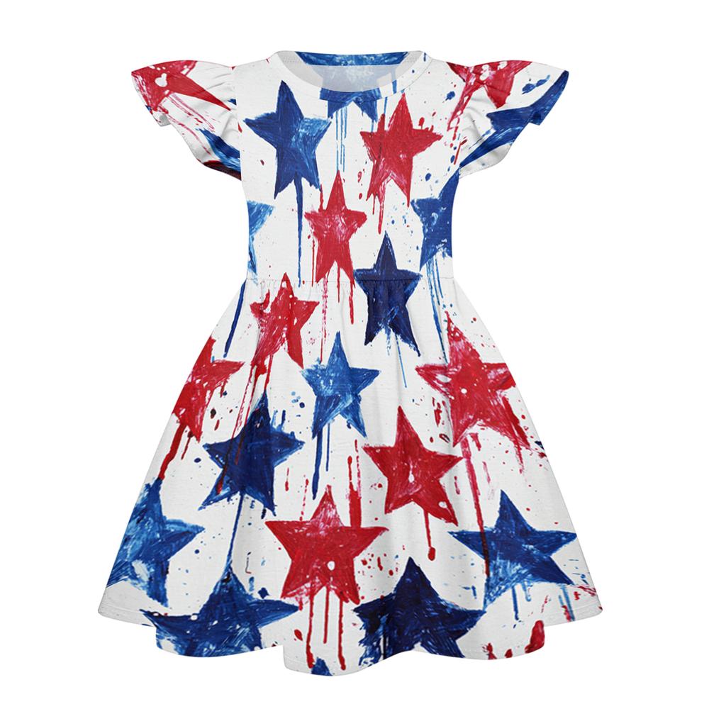 Girls' Summer Princess Dress - A-Line Casual Print Dress