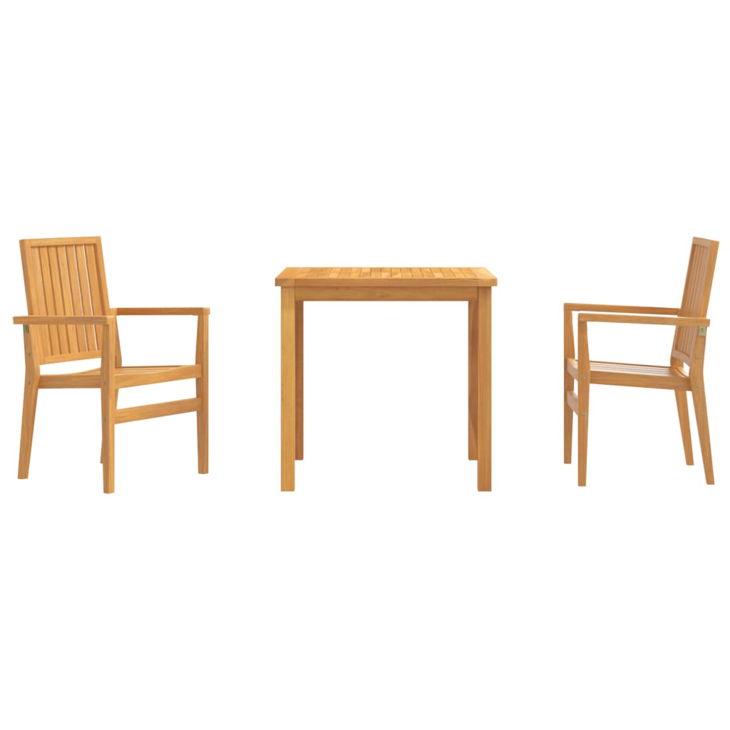 3 Piece Garden Dining Set Solid Teak Wood