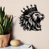 Vintage Lion Metal Mural Crown Design Iron Art Weather Resistant Office Decor Animal Lovers Gift