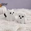 Soft Cute Halloween Ornament 3D Printed Ghost Dog/Cat Figurine Ornaments Knitted Texture Animal Childlike Fun Decor Decorations Small Puppy/Kitten
