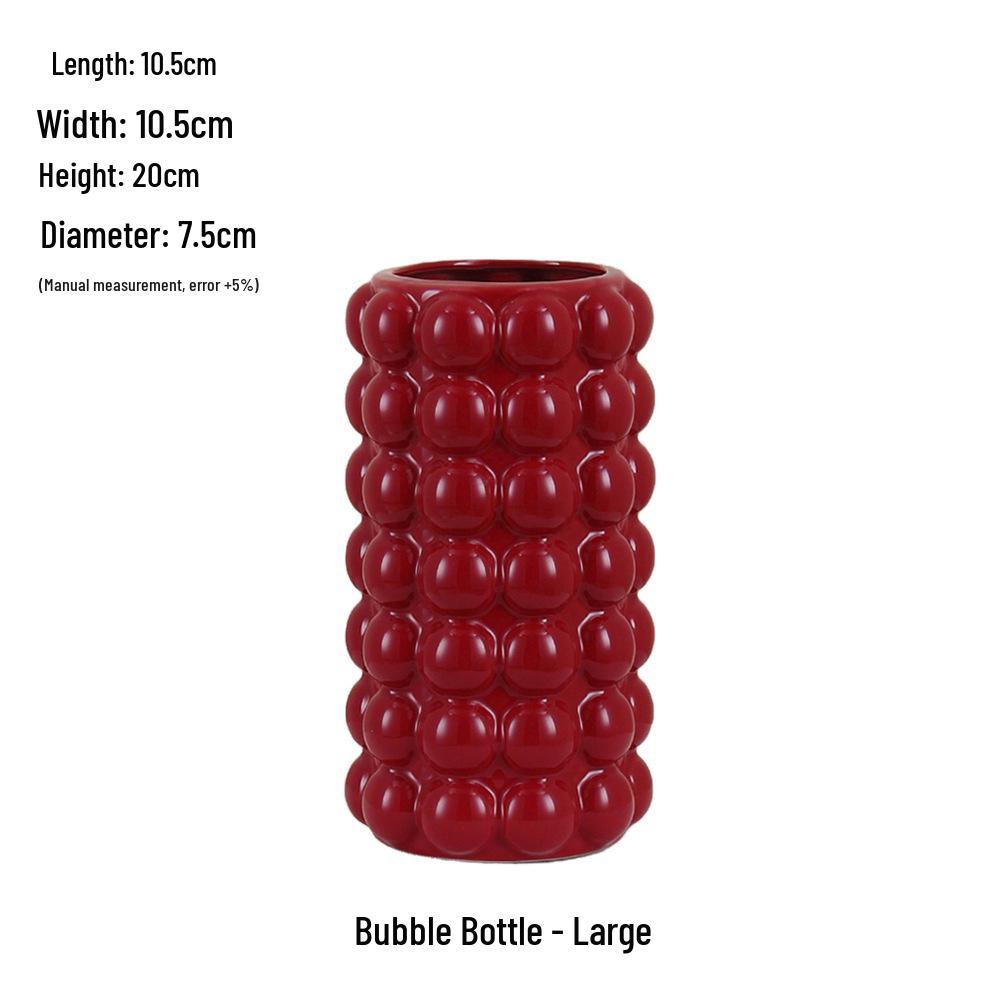 Čínská červená keramická váza ze poloviny století - Novoroční speciální ozdoba pro obývací pokoj nebo svatební aranžmá ze sušených květin