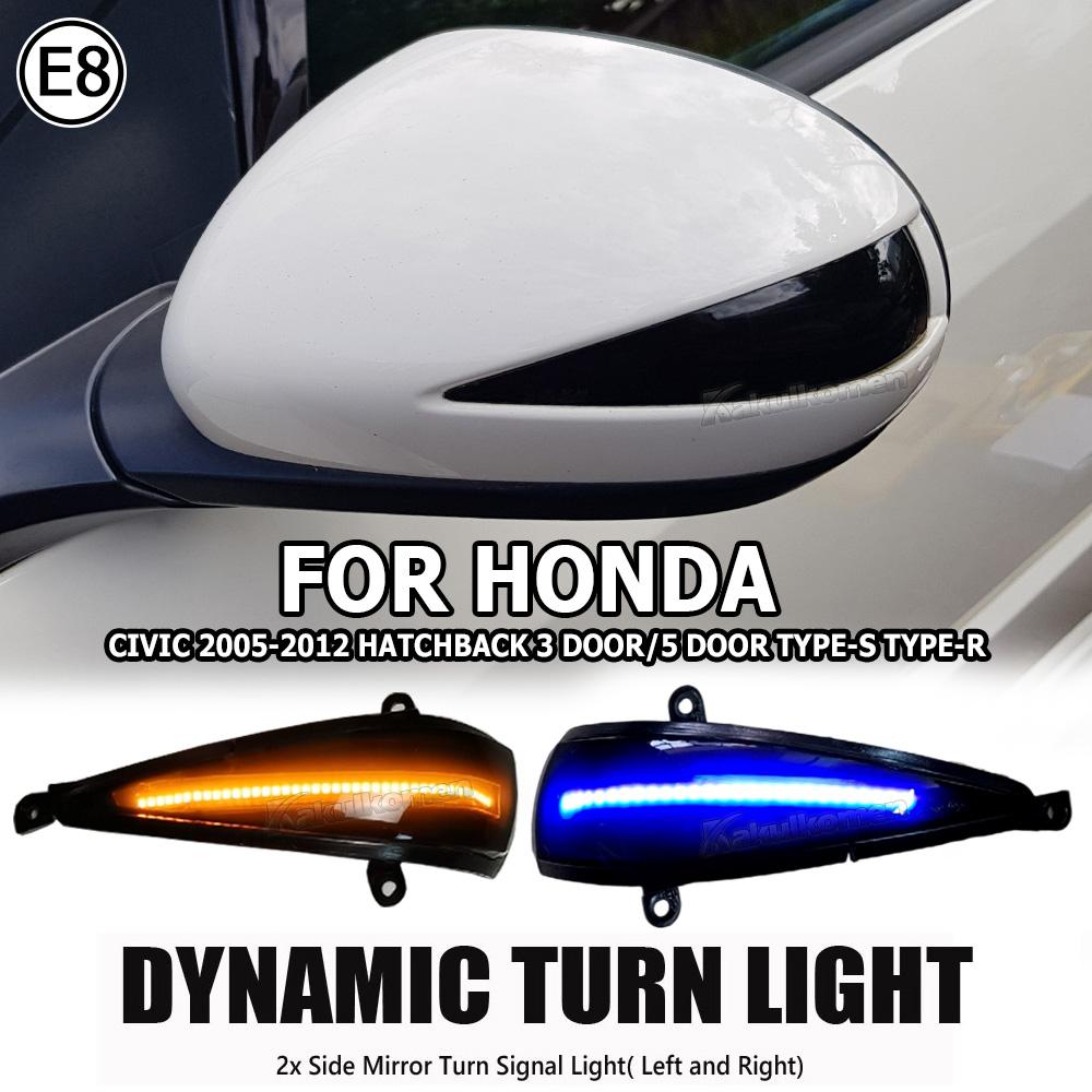 2pcs Dynamic Blinker For Honda Civic 8th MK8 Hatchback LED Turn Signal 3D 5D Light Side Mirror Lamp 2006 2012 FN2 FN FK
