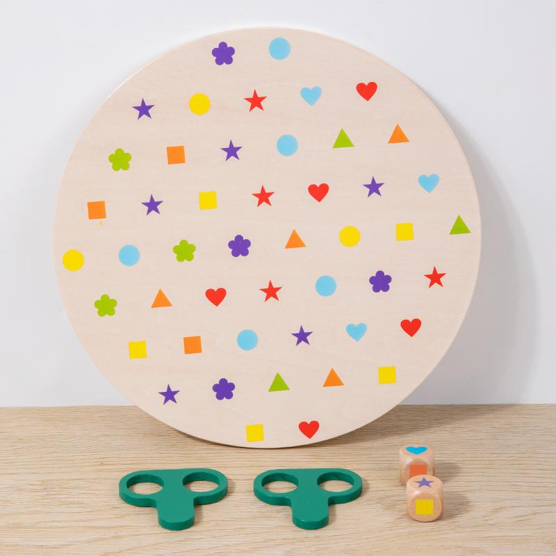 Montessori Matching Game Board Colors And Shapes Learning Puzzle Toy Concentration With Dice Interactive Educational Board Game
