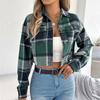 Women's Contrasting Plaid Long Sleeved Woolen Short Jacket Jacket