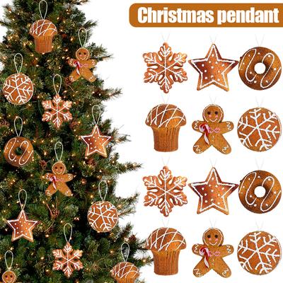 Christmas Tree Pendants Snowflake Gingerbread Man Foam Ball Hanging Ornaments Christmas Decoration For Home New Year