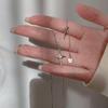 New S925 Sterling Silver Necklace Zircon Four-pointed Star Cross Necklace Personalized Punk Style Pendant Clavicle Chain