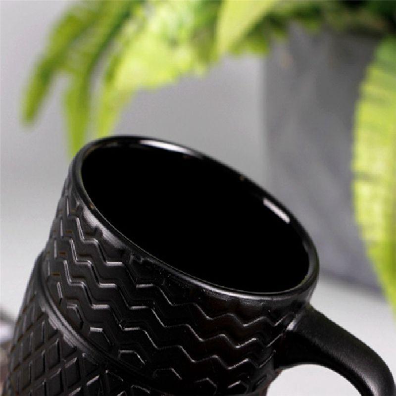 Good-Funny Tire Mugs 500ML Capacity Coffee Mug Breakfast Cereal Milk Tea Water Cup Office Tire Cup Mug Novelty Gifts Bla