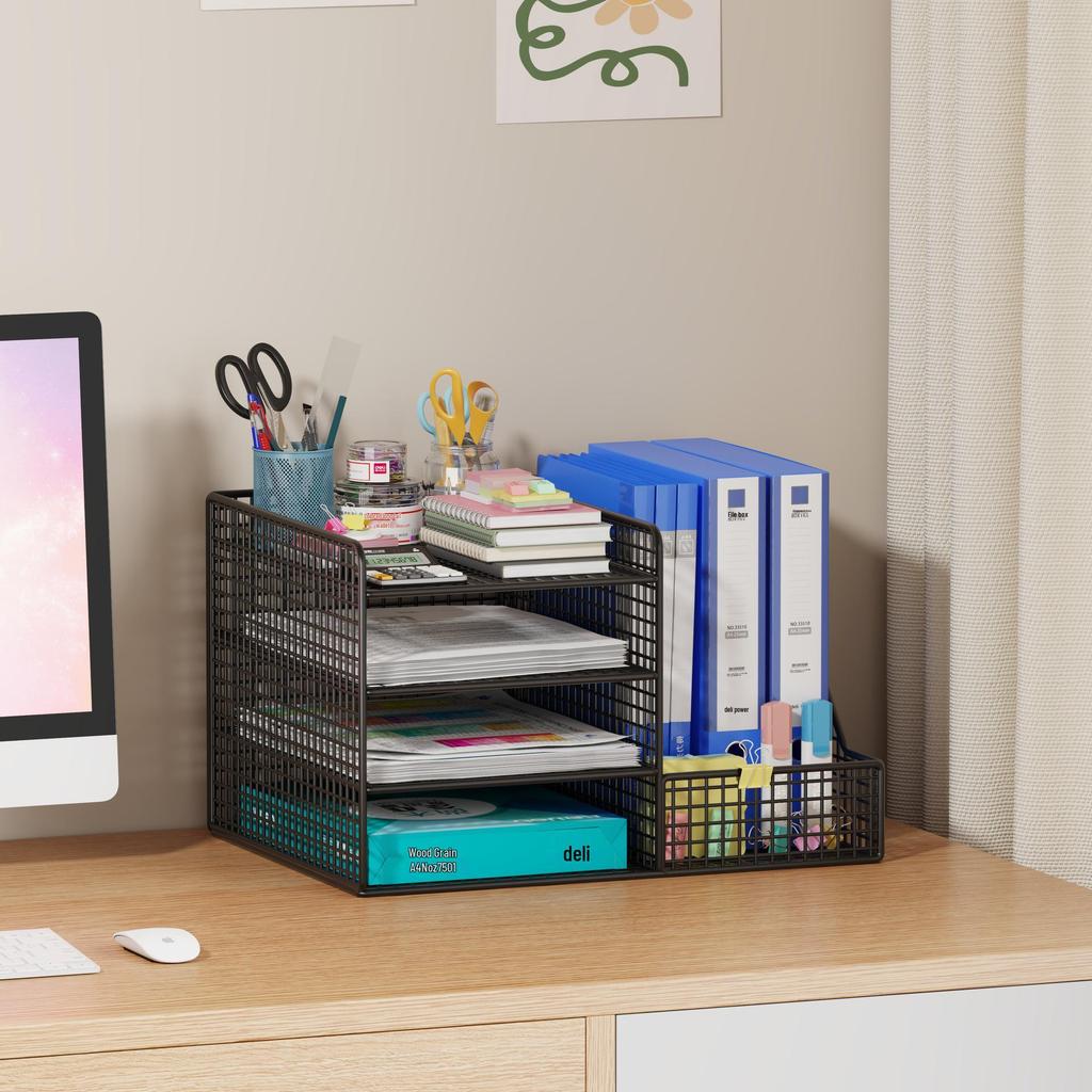 Multi-Layer Desk Organizer for Office Supplies and File Storage