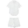 Fashion Wind Fashion Trendy Summer Temperament Wild Embroider Cut Out Loose Short Sleeve Shirt Female 7575019 75