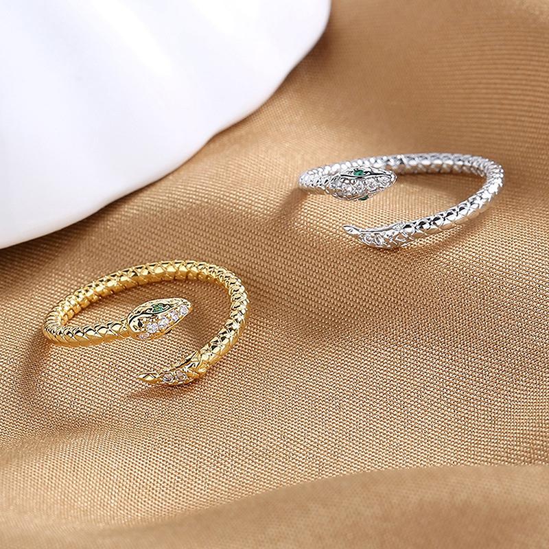 Vintage Gothic Snake Opening Adjustable Rings For Women Men Personalized Metal Animal Ring Aesthetic Jewelry Accessories Gifts