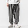 For Autumn and Winter, Chinese-style Plus-size Japanese Drawstring Casual Wear, Helen Corduroy Nine-inch Hong Kong-style Neutral Baggy Pants for Men