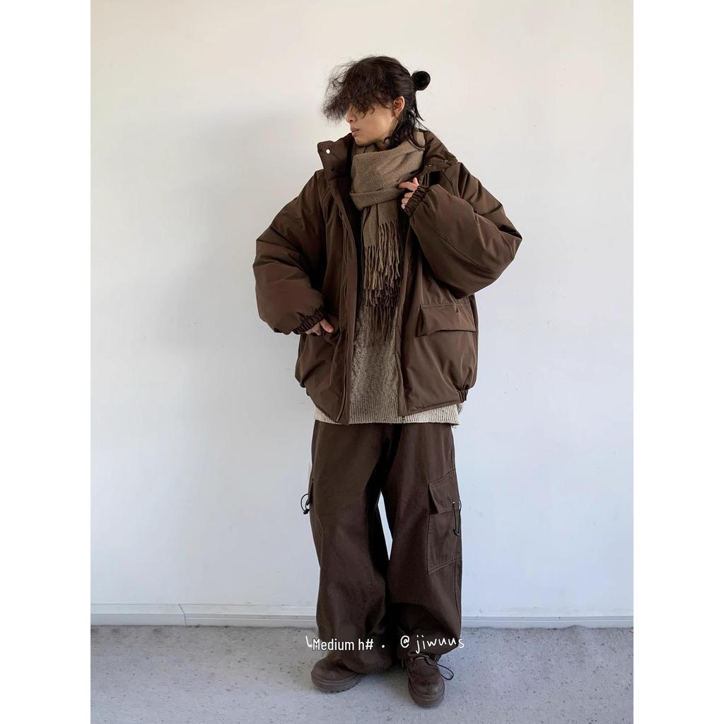 Unisex Retro Japanese Winter Cotton Jacket: College Style, Stand Collar, Loose Fit