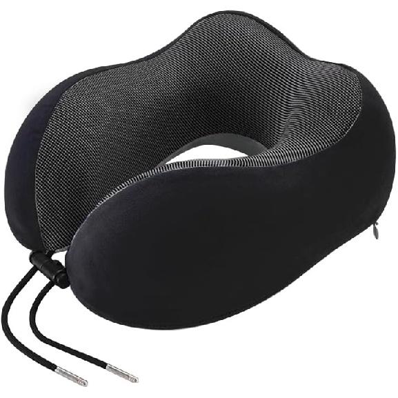DITSONEO Memory Foam Travel Neck Pillow for Airplanes, Adjustable Portable Neck Pillow for Traveling, Car Rides, Plane Sleeping, Navy