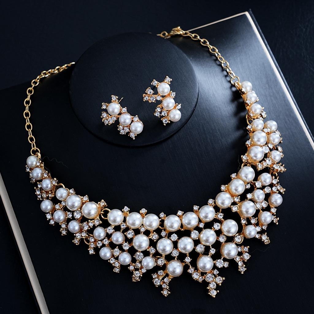 European and American Fashion Light Luxury Necklace Earrings Two-piece Set Bridal Wedding Accessories Dress Set Female 2026