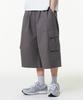 MOZMOZ Linen-Like Cargo Bermuda Wide Pants Charcoal