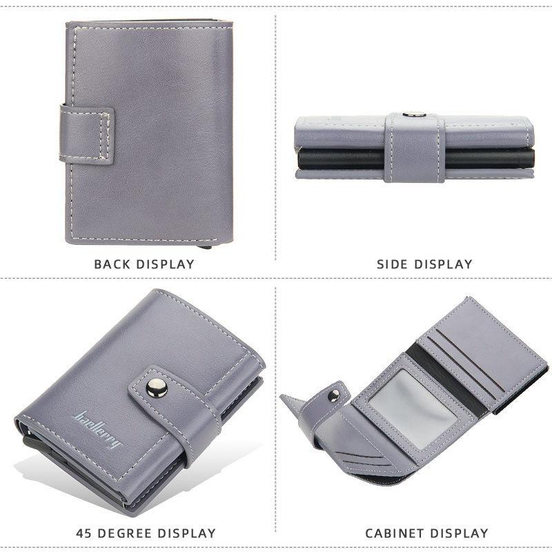 Baellerry Men Business Credit Card Holder RFID Aluminium Box Bank Card Holders Vintage Design Wallet with Money Clips