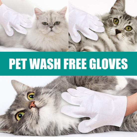 2Pcs/Set Pet Cleaning Gloves Wash-Free Massage Body Cleaning Lightweight Smooth Surface Refresh Odor