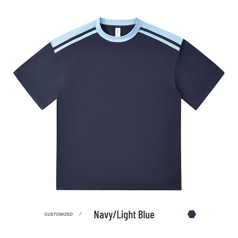 

Men s Retro Three-Stripe Heavyweight 240g Short-Sleeve T-Shirt - Casual Summer Sports Solid Color Loose Fit XXX-Large