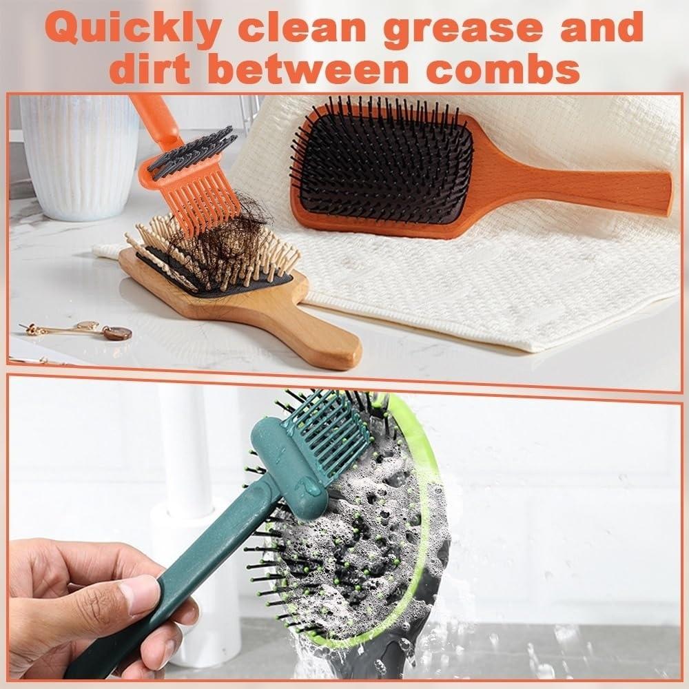 2-in-1 Hair Brush Cleaner Embedded Tools Hairbrush New Cleaner Rake  For Home Salon