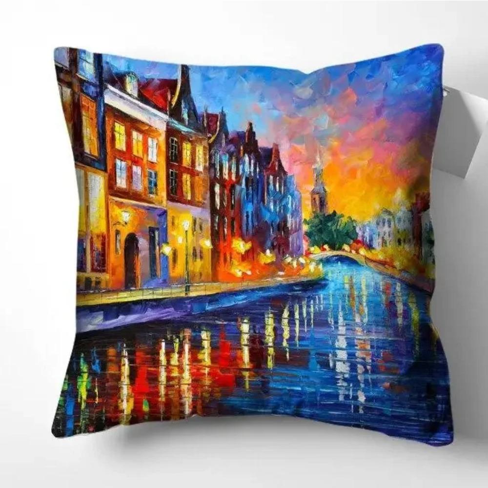 Housses De Coussin Avec Peinture Artistique, Taies D'oreiller, Décoration Pour La Maison, Canapé, Salon