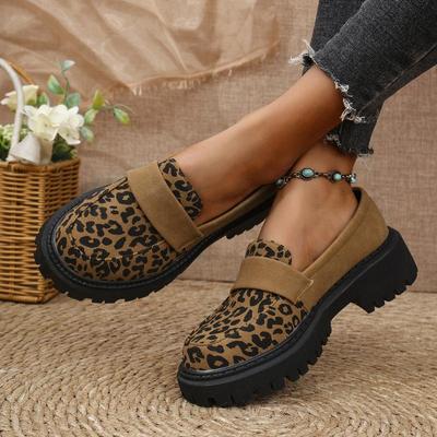 Leoparden Wildleder Slipper Schuhe Damen 2025 Sommer Runde Zehe Mittelhohe Absätze Pumps Lässig Slip On Fahrschuhe Übergröße 43