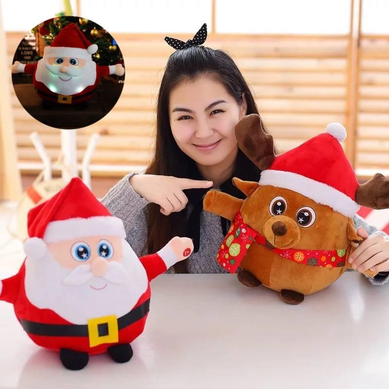 Singing Santa Glowing Claus Plush Toys Cute Dolls Cartoon Kids Gifts Birthday
