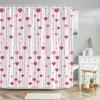 Paris Eiffel Tower Pink Shower Curtain Valentine's Day Flowers and Butterflies Polyester Washable Shower Curtains Bathroom Decor